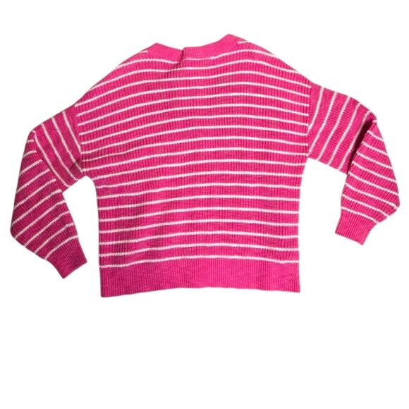 LOFT pink striped button up v-neck oversized cardigan‎ sweater L - Picture 4 of 9